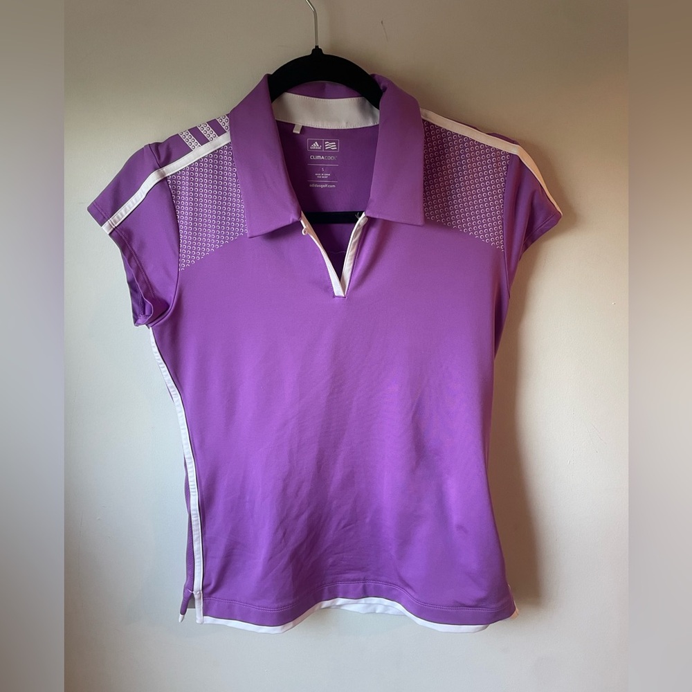 Adidas Climacool Golf Polo Purple Top Women Size Small Sleeveless Tennis (J)